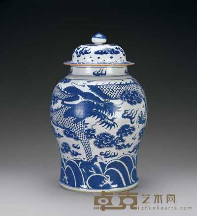 清乾隆 青花龙纹将军罐 高62cm